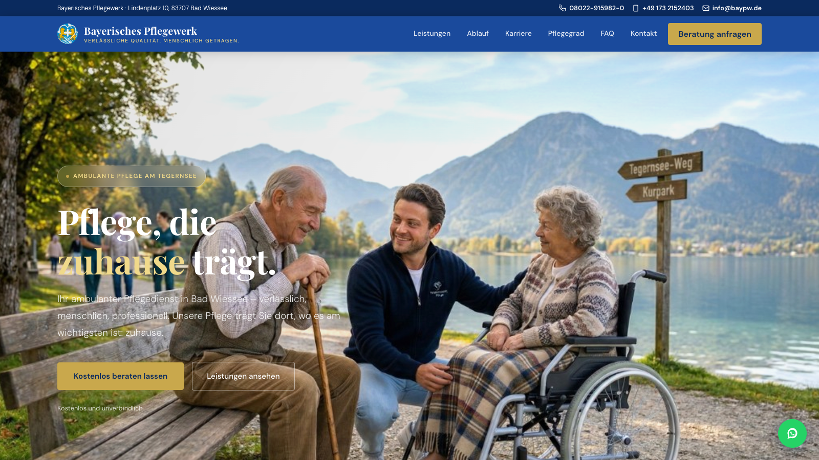 Screenshot baypw.de — Bayerisches Pflegewerk
