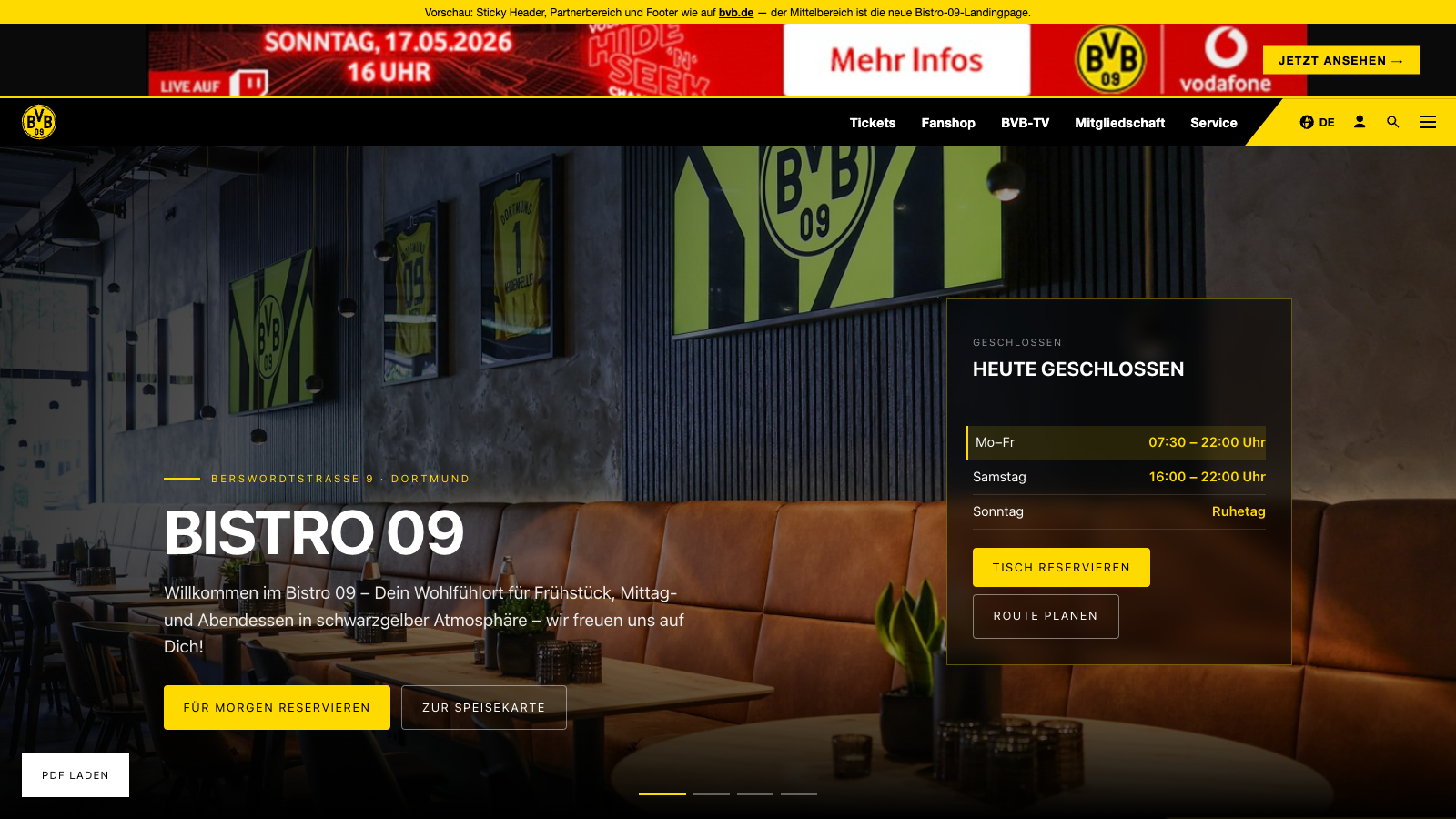 Konzept-Vorschau Bistro 09 — BVB Restaurant Dortmund