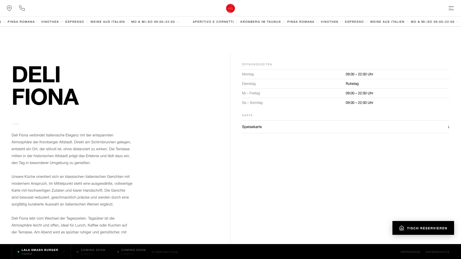 Screenshot delifiona.de — Deli Fiona, Restaurant & Vinothek Kronberg