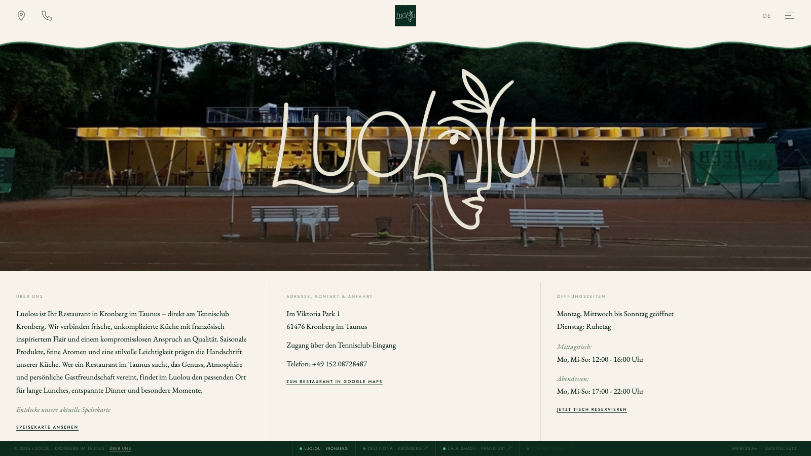 Screenshot luolou.de — Restaurant Luolou, Kronberg